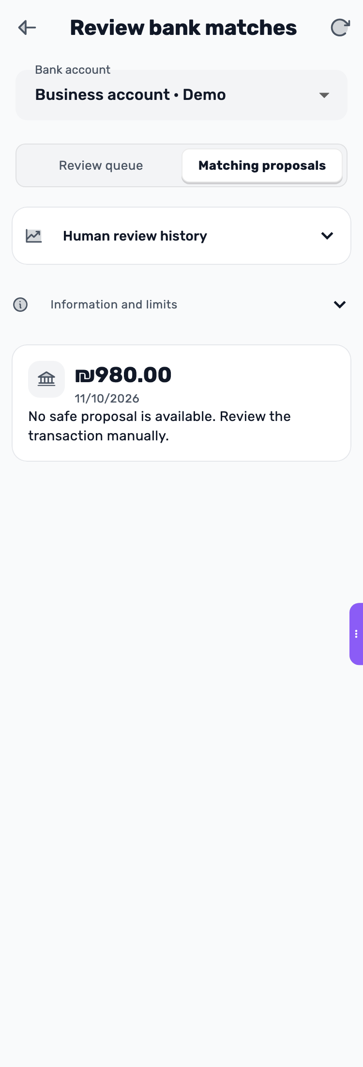 Lynxbe screen: When there is no suitable proposal Demonstration data.
