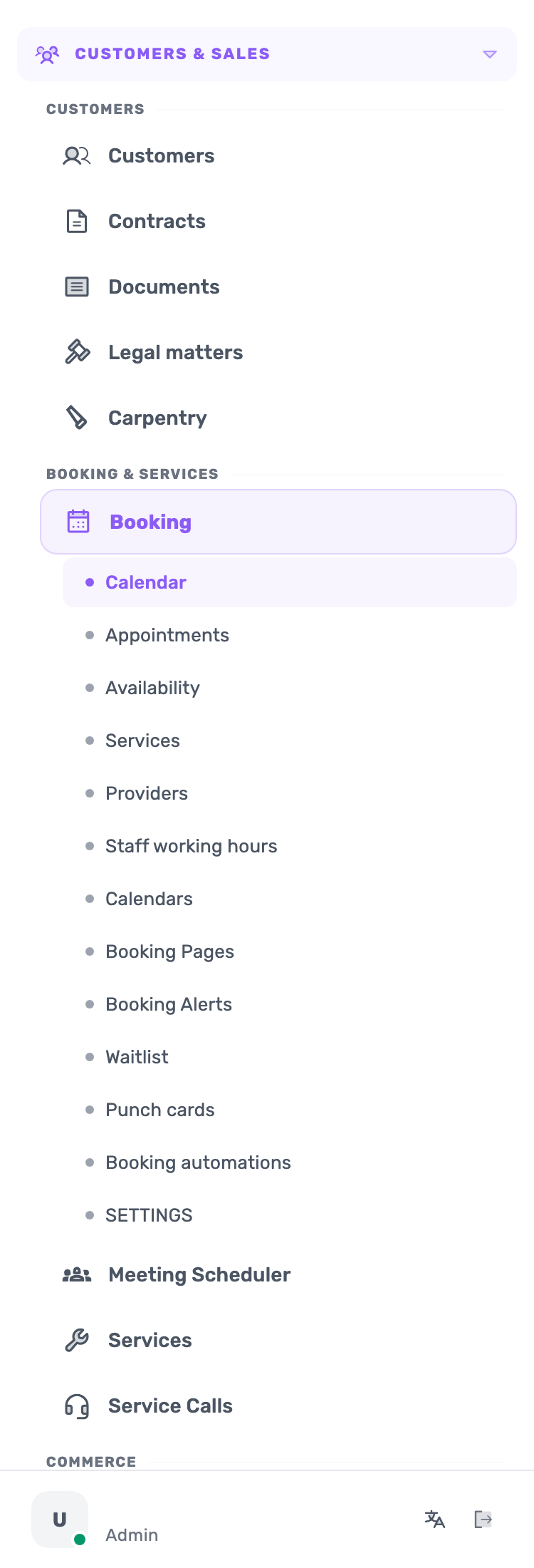 Lynxbe screen: Open Booking & Services Demonstration data.