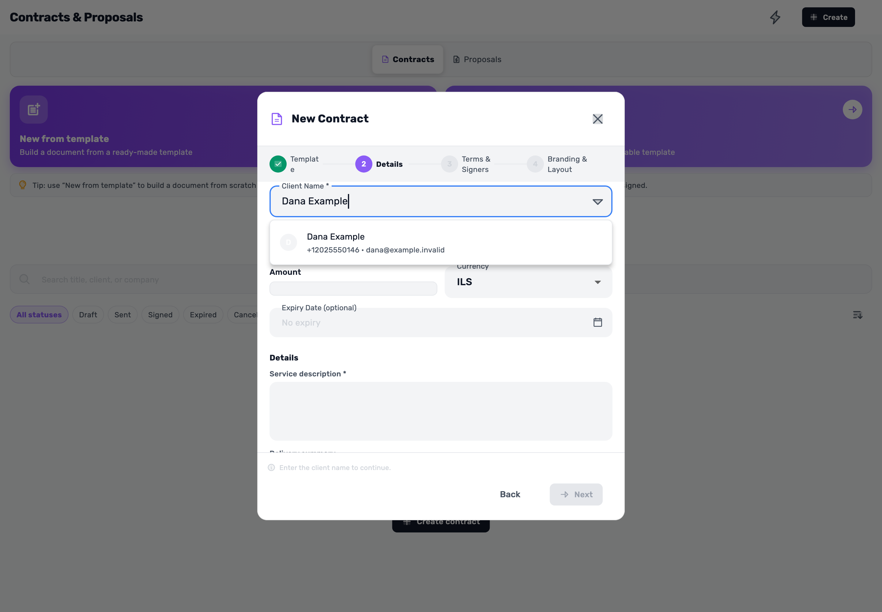 Original Lynxbe screen: Find the right customer. Isolated demonstration document.
