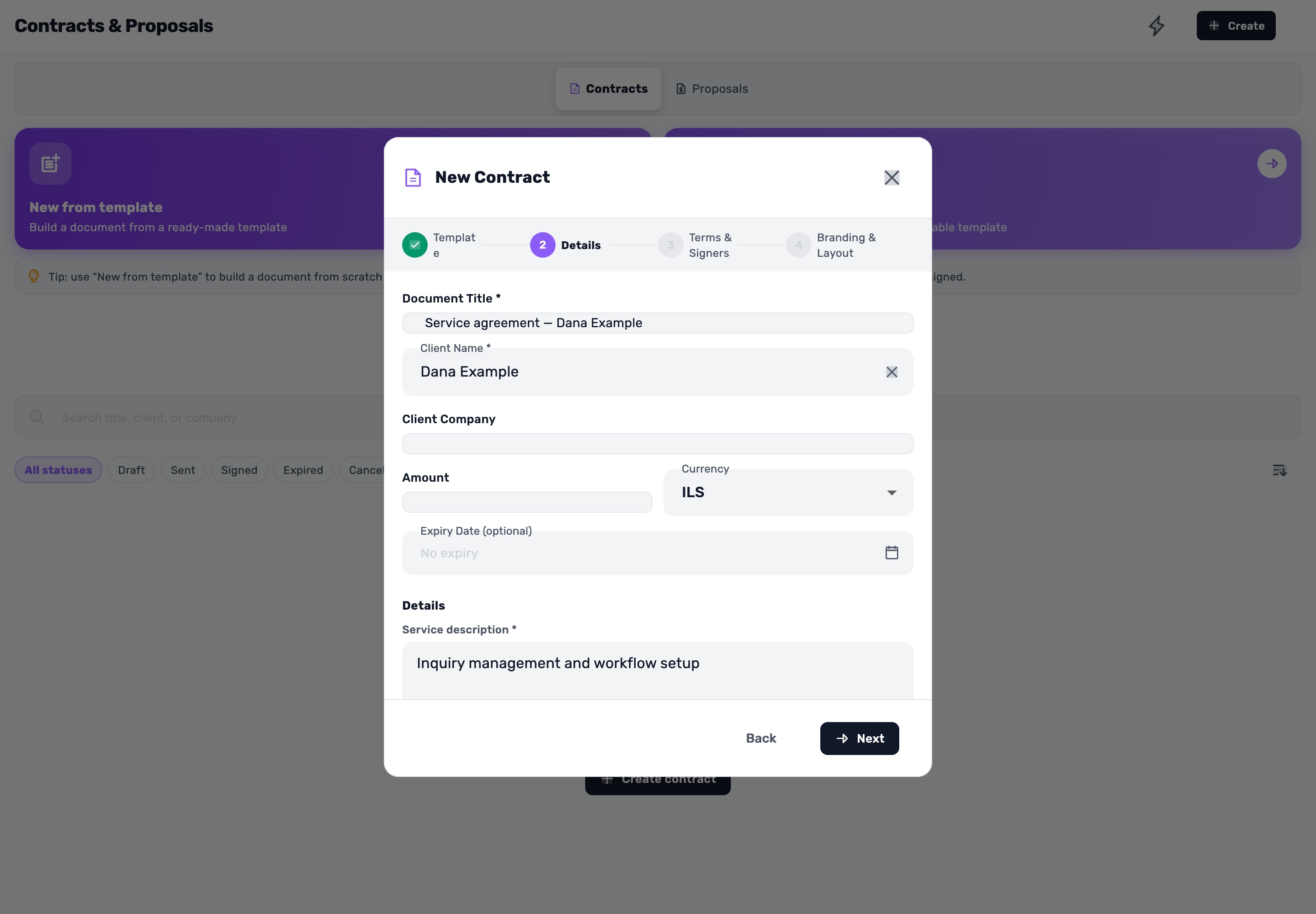 Original Lynxbe screen: Review the details before continuing. Isolated demonstration document.