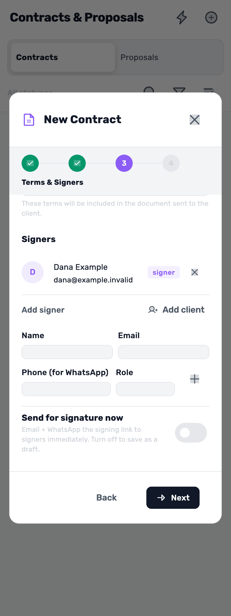 Original Lynxbe screen: Turn sending off. Keep control. Isolated demonstration document.