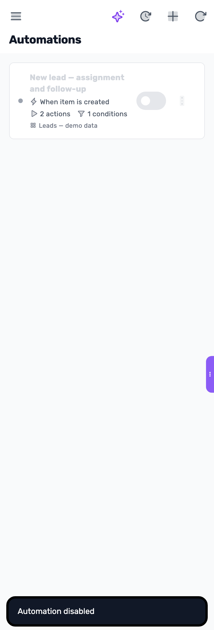 Lynxbe screen: Keep the rule aligned with your team Demonstration data.