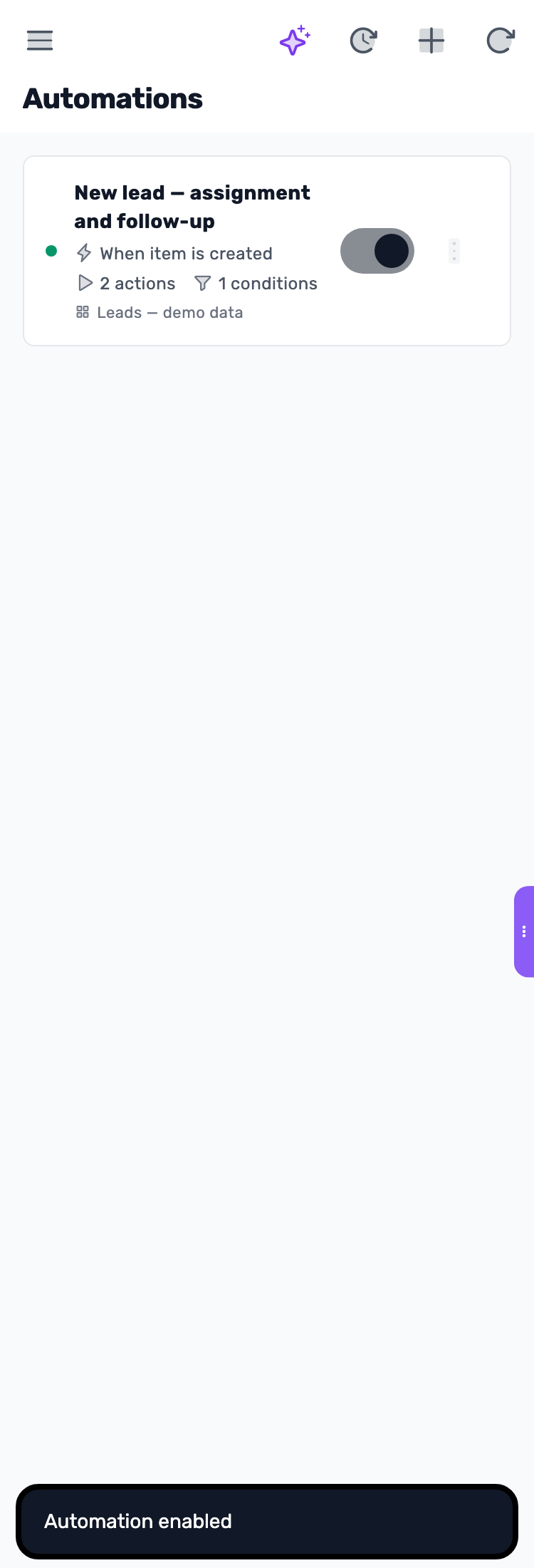 Lynxbe screen: Enable when ready Demonstration data.