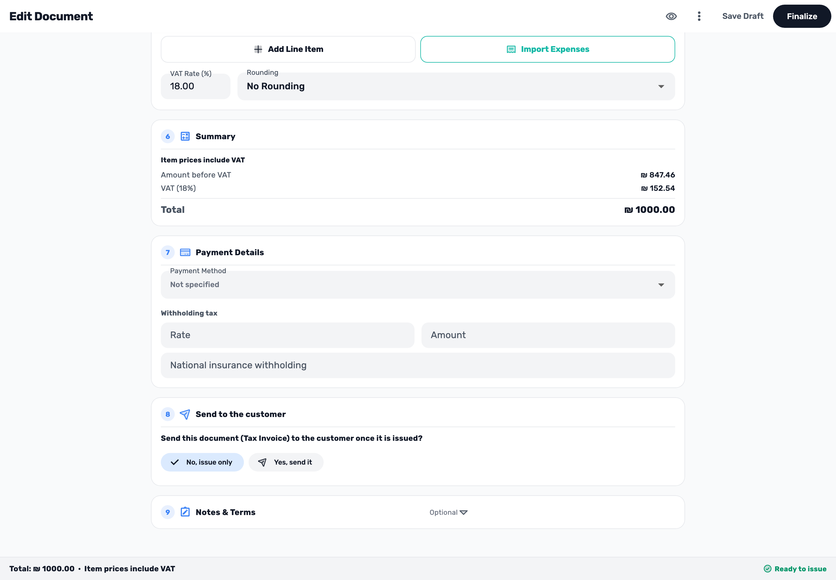 Original Lynxbe screen: Finalize after the review. Isolated demonstration data.