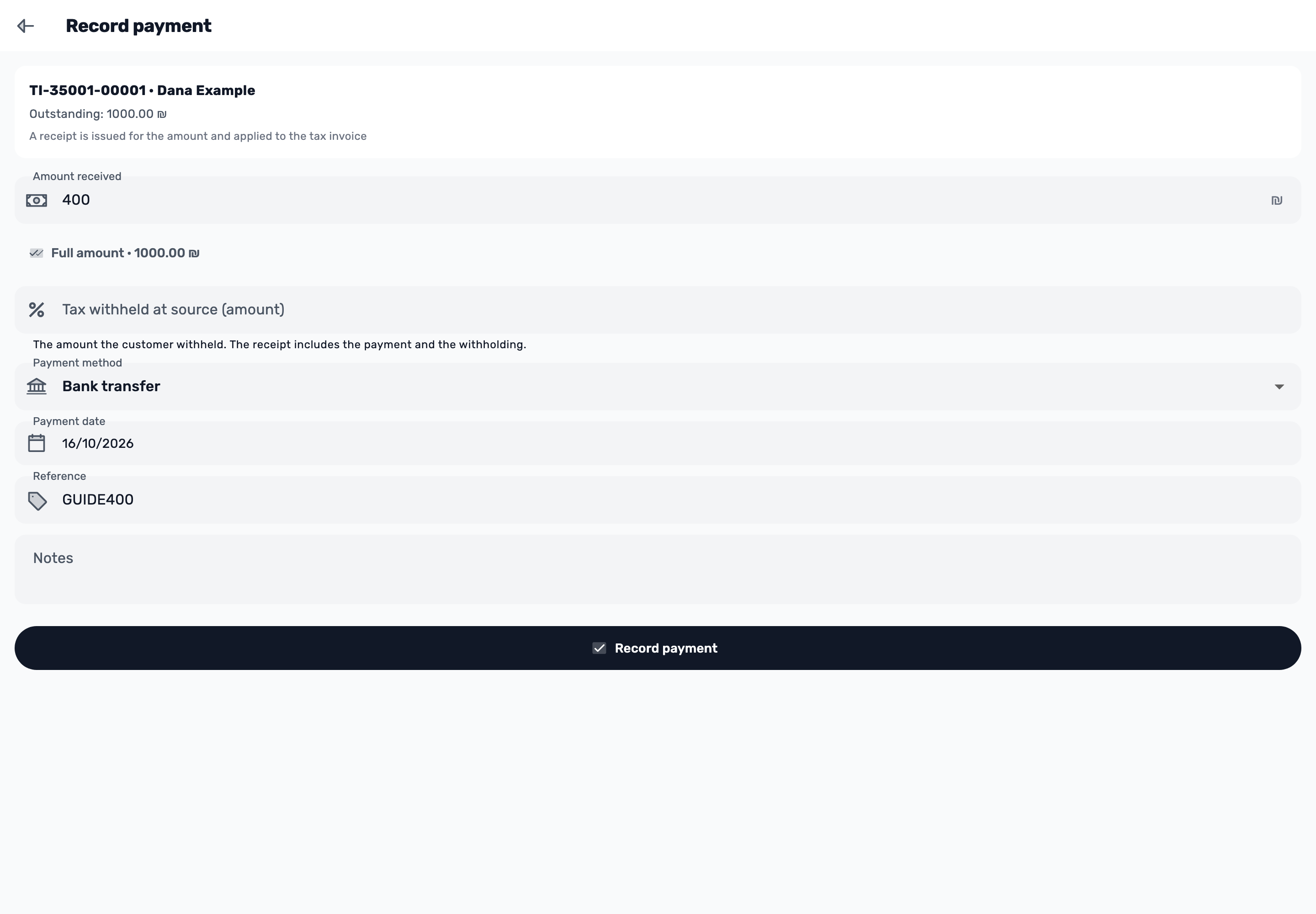 Original Lynxbe screen: Record part of the total. Isolated demonstration data.
