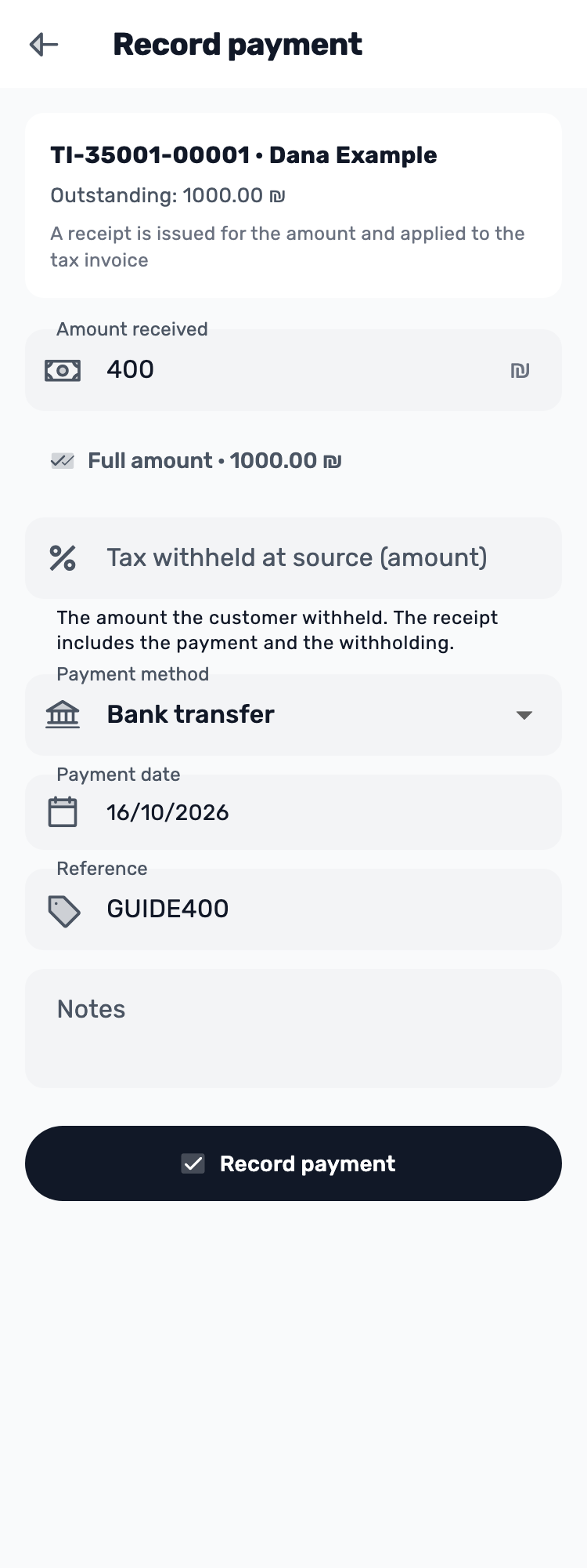 Original Lynxbe screen: Record part of the total. Isolated demonstration data.