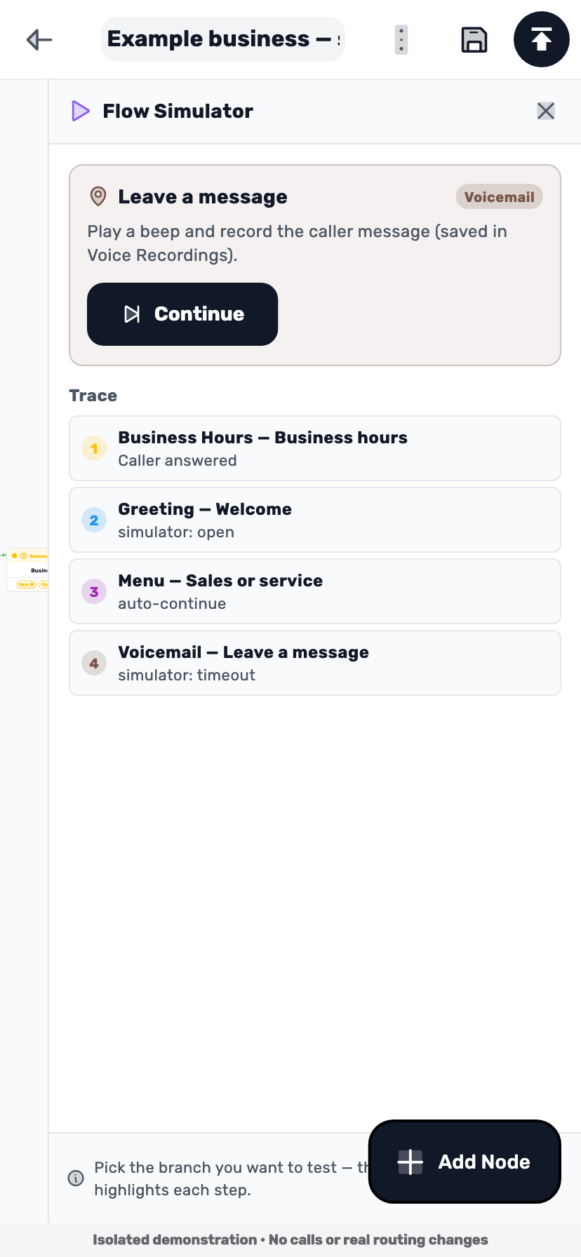 Lynxbe screen: Try receiving no selection Isolated demonstration data.