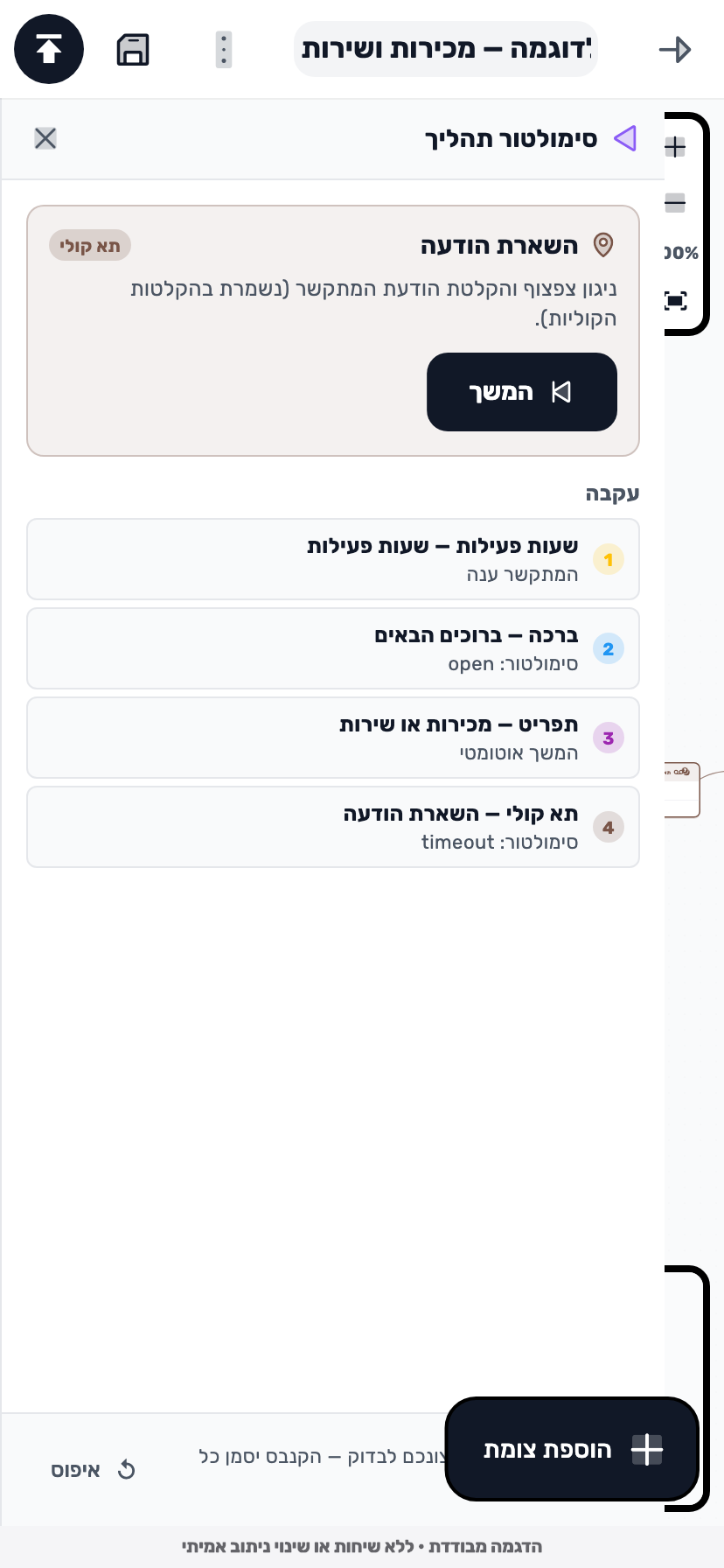 מסך Lynxbe: מנסים גם כשלא בוחרים מקש נתוני הדגמה מבודדים.