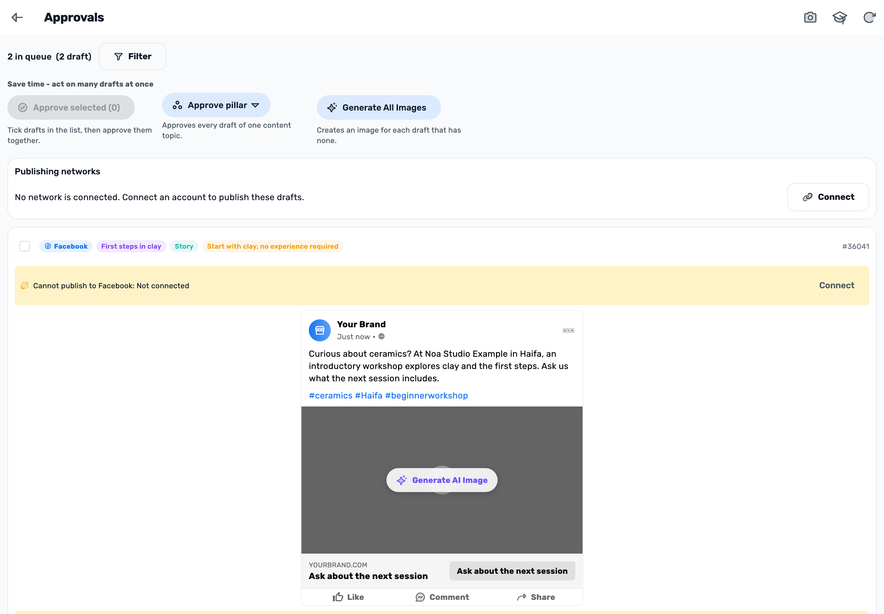 Original Lynxbe screen: Review each draft on its own. Isolated demonstration data.