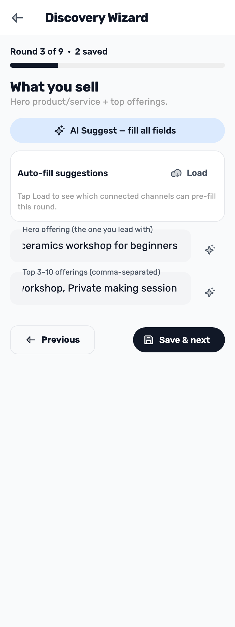 Original Lynxbe screen: Give the plan a clear offering. Isolated demonstration data.
