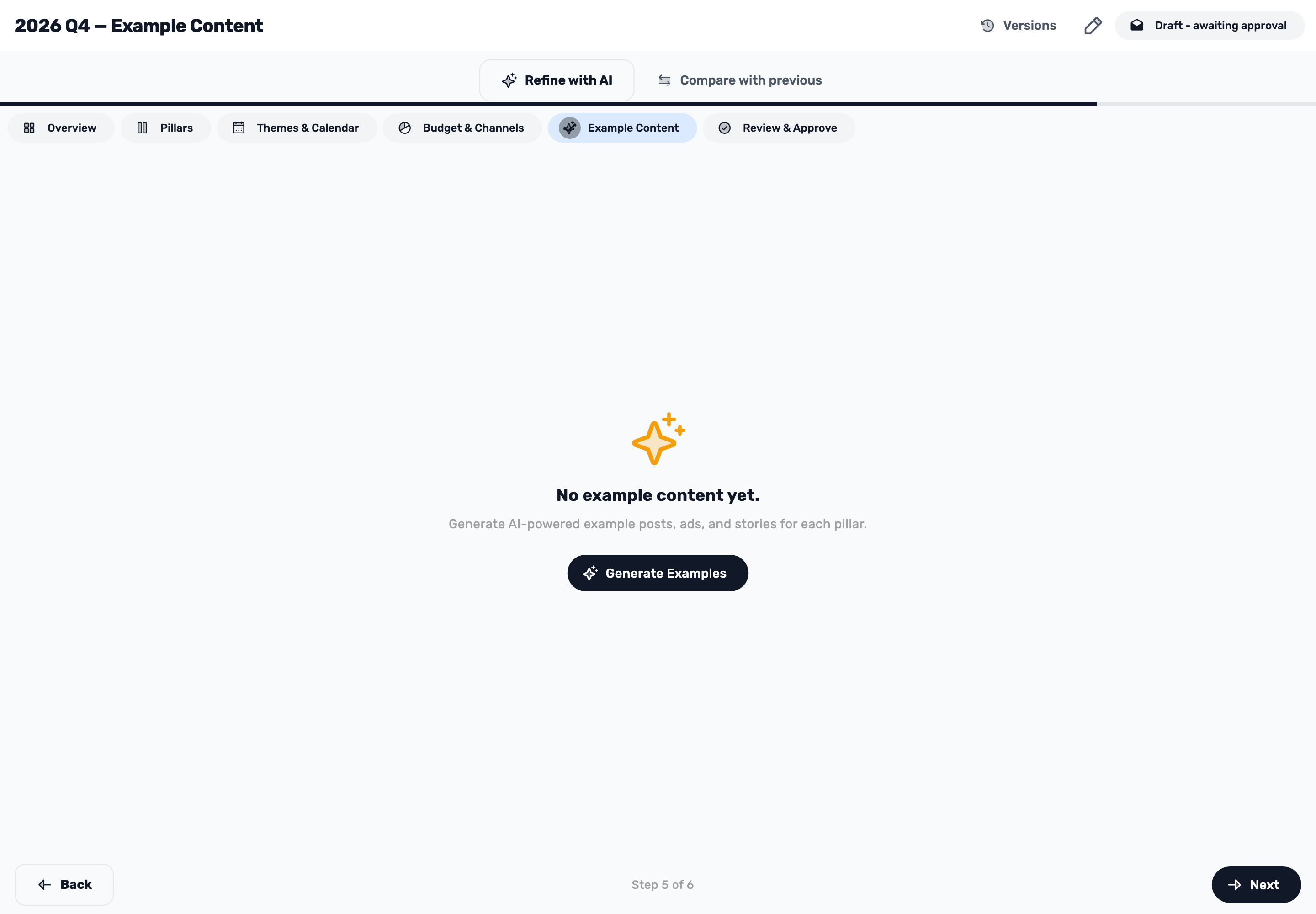 Original Lynxbe screen: Review examples before approval. Isolated demonstration data.