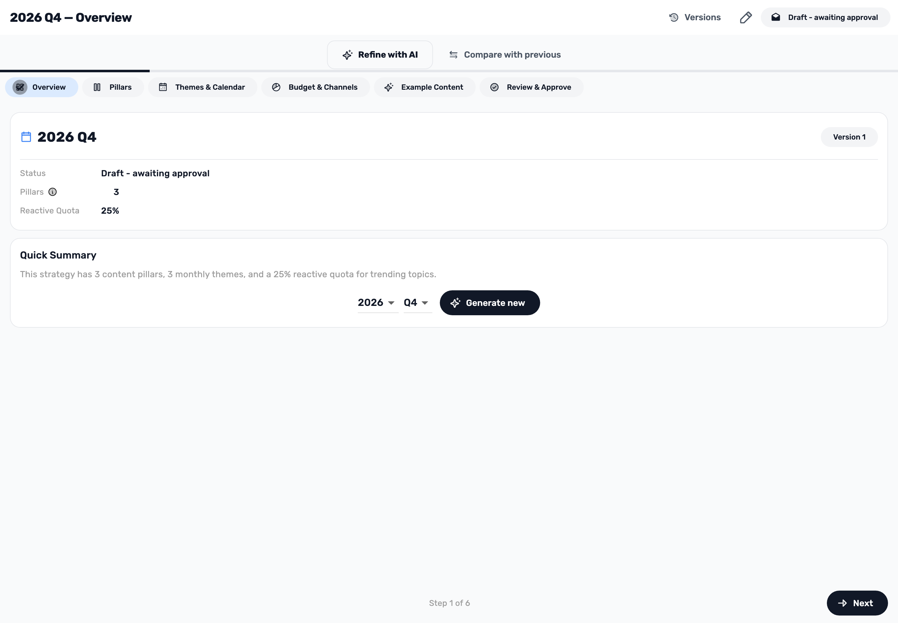 Original Lynxbe screen: Create a plan. Start with Overview. Isolated demonstration data.