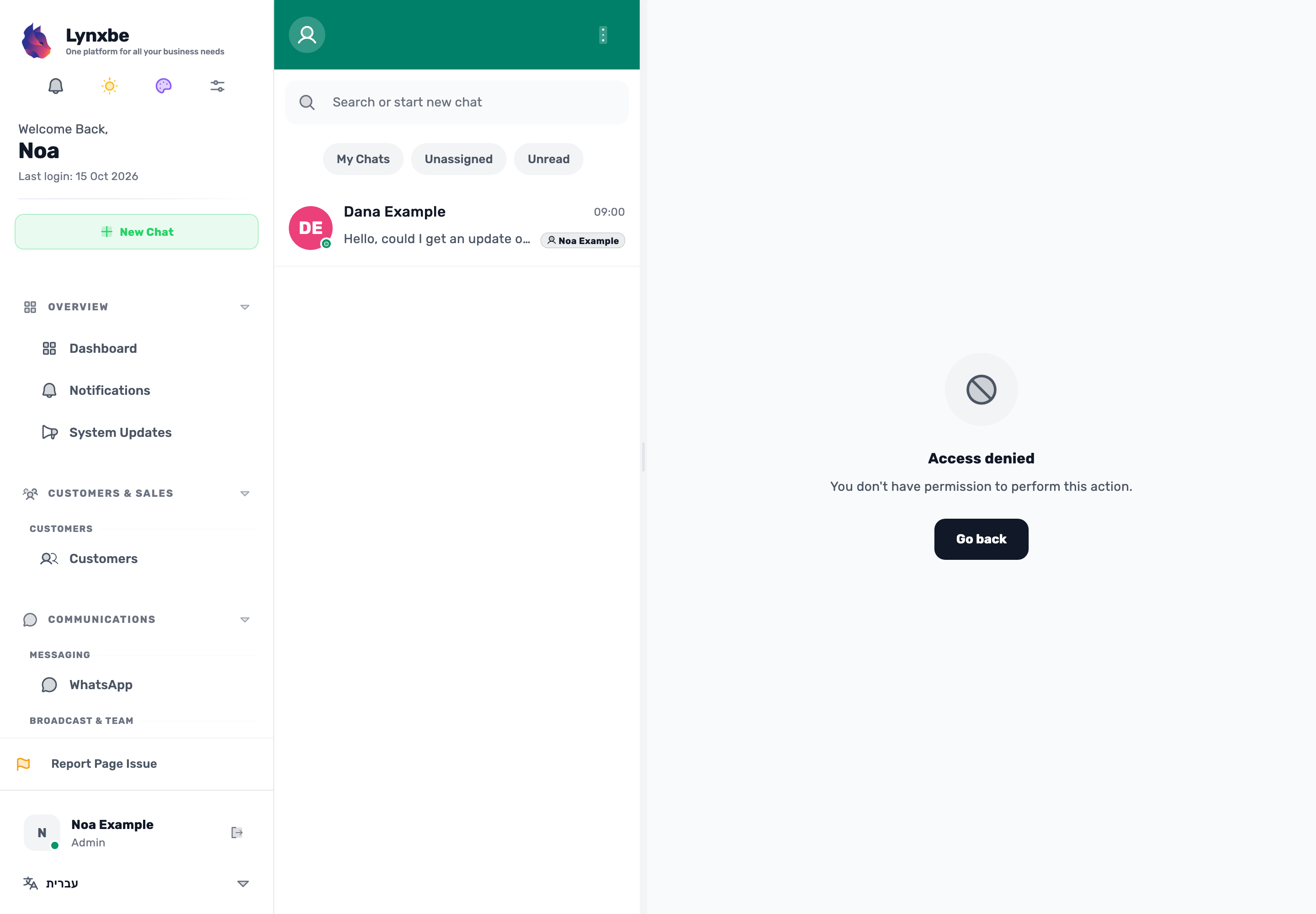 Original Lynxbe screen: Check what stays inaccessible too. Isolated demonstration data.