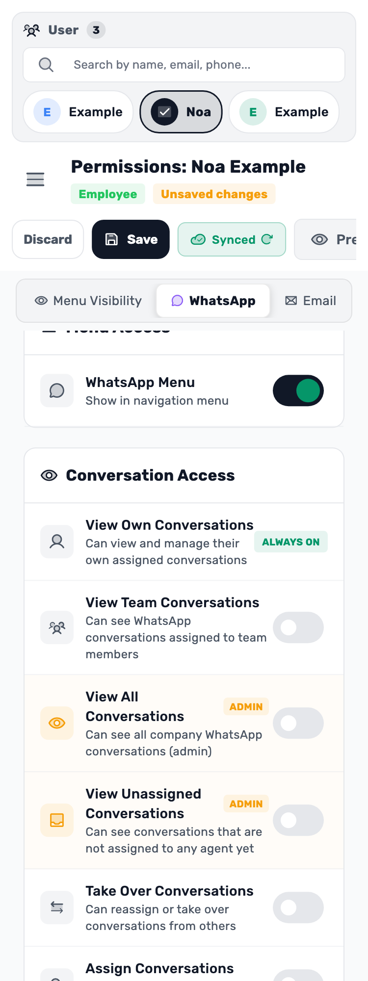Original Lynxbe screen: Team conversations. When needed. Isolated demonstration data.