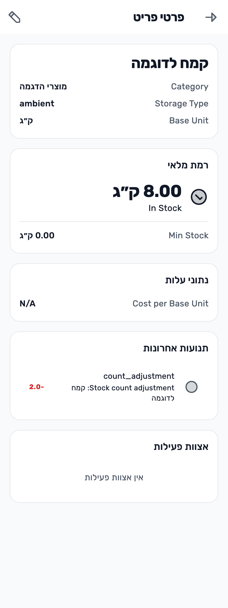 מסך Lynxbe מקורי: קוראים גם את תנועת ההתאמה. ספירת מלאי עם נתוני הדגמה מבודדים.