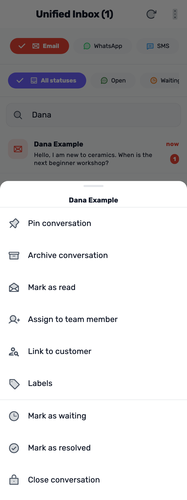 Original Lynxbe screen: The right tools. On the right conversation. Isolated demonstration data.