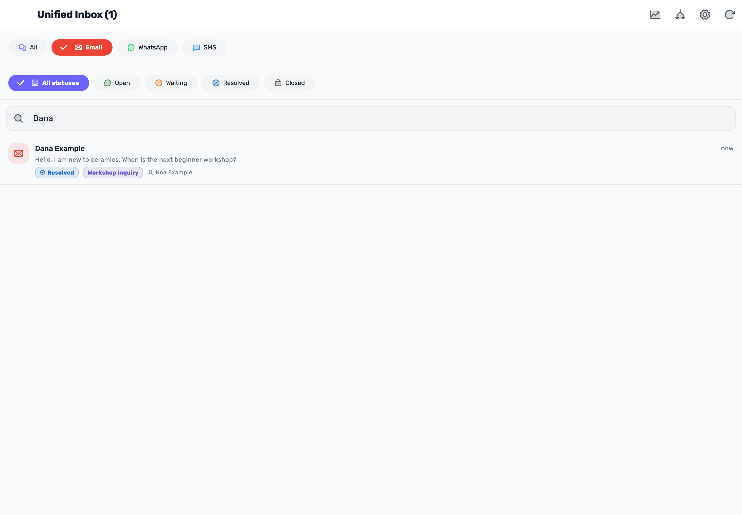 Original Lynxbe screen: Mark the work resolved. Isolated demonstration data.