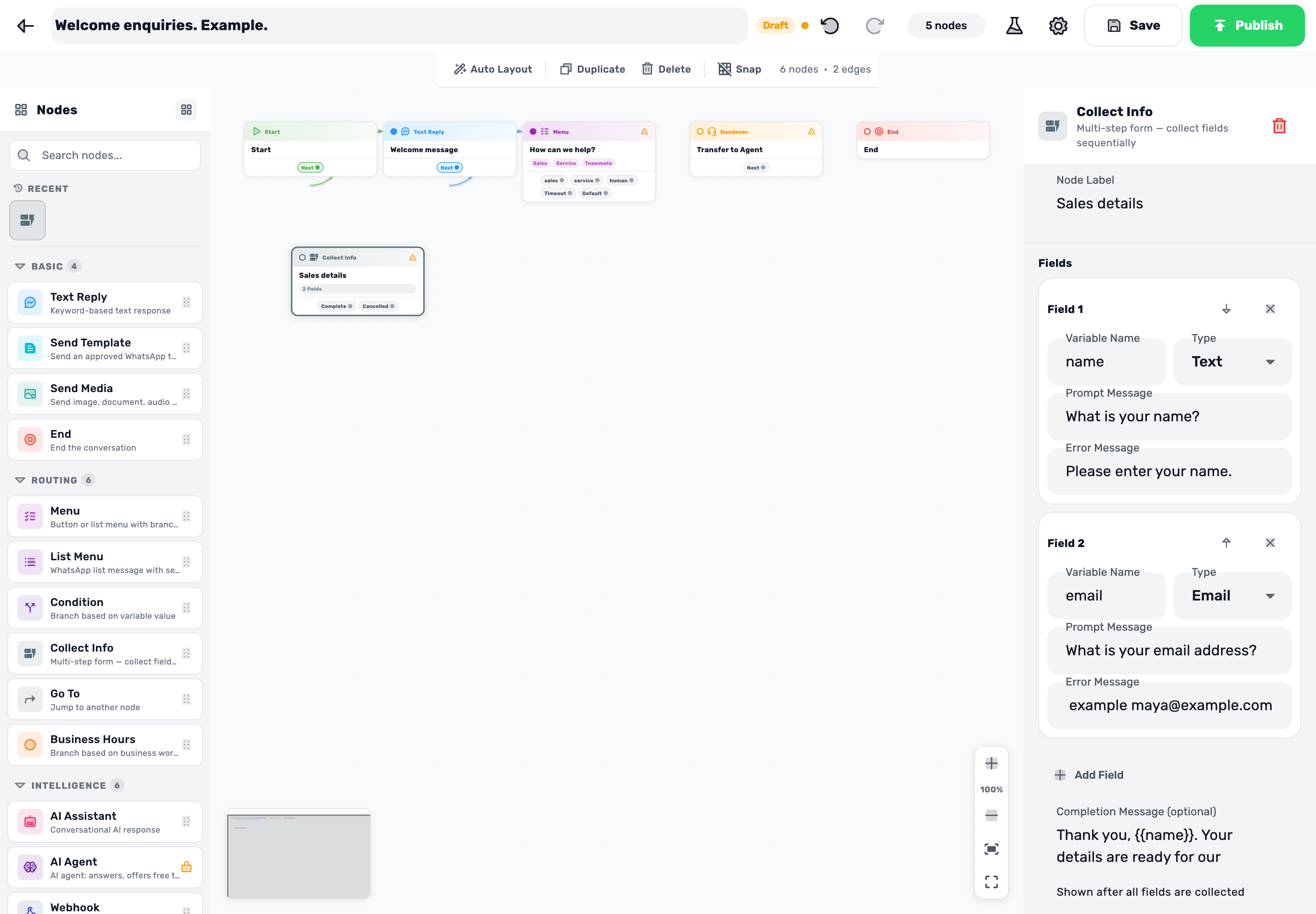 Original Lynxbe screen: For Sales, start with a name. Isolated demonstration data.