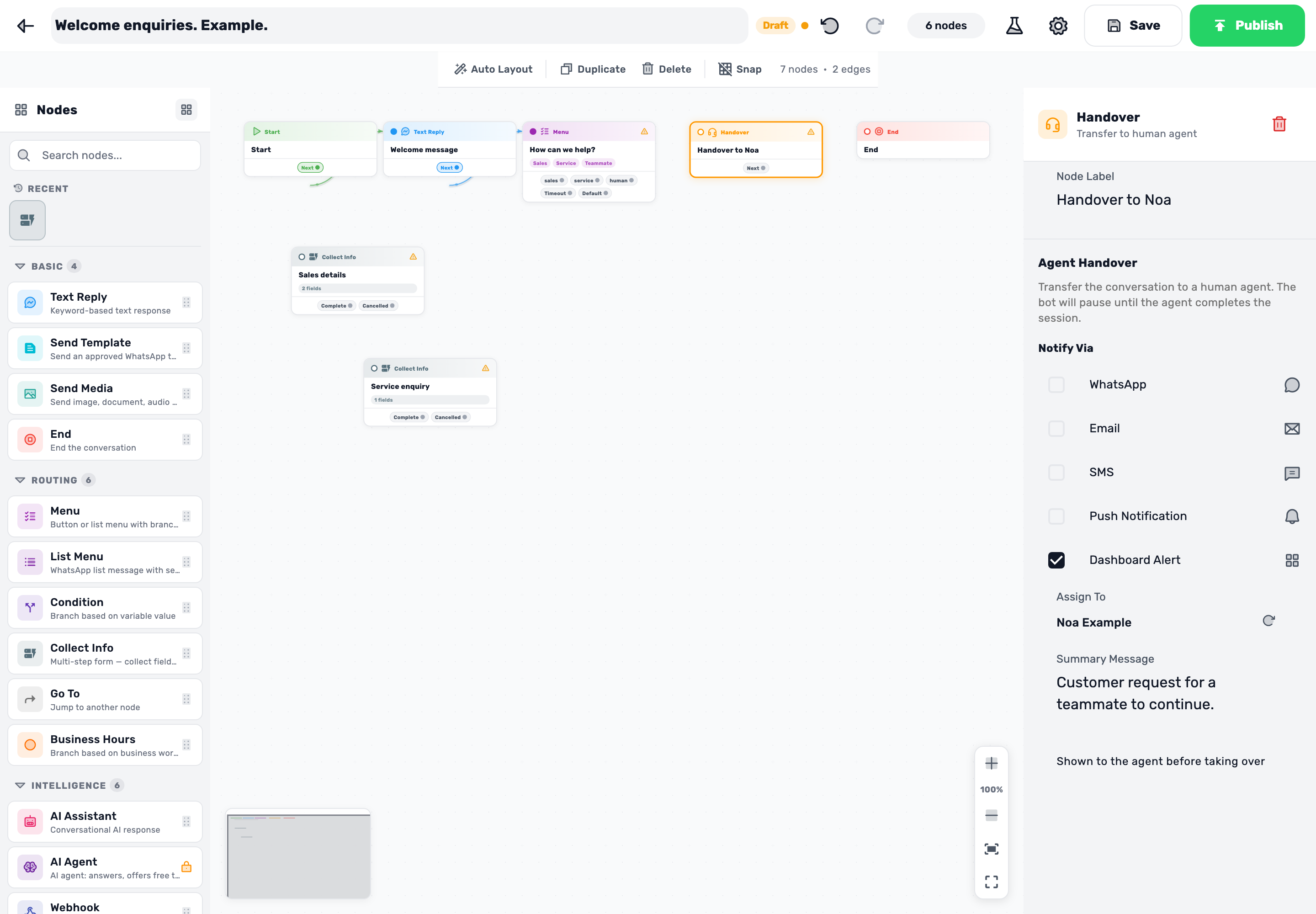 Original Lynxbe screen: Choose who receives the handover. Isolated demonstration data.
