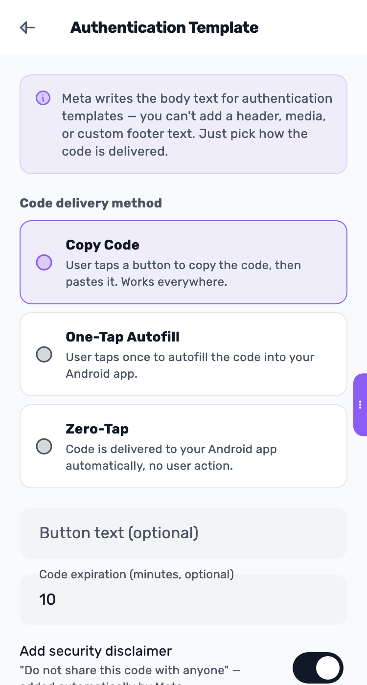 Lynxbe screen: Authentication: a one-time code. Demonstration data.